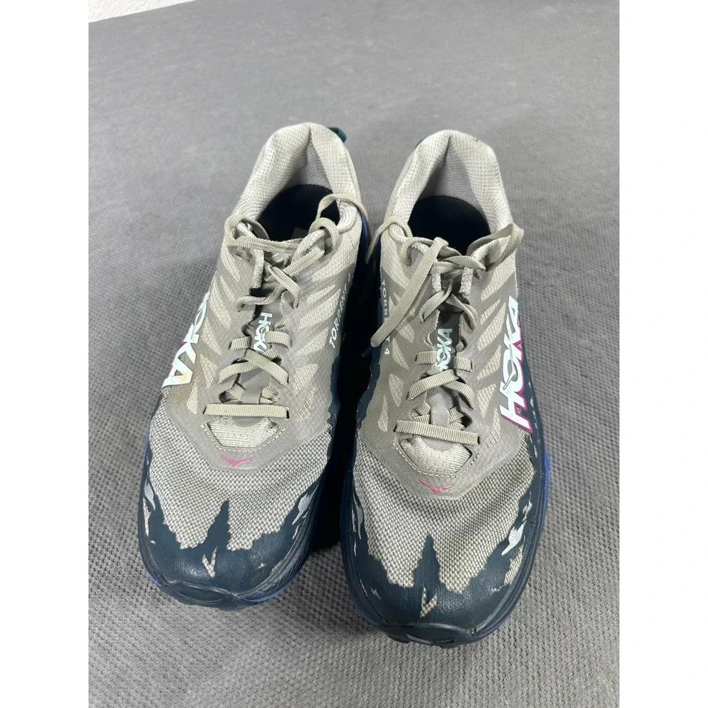 Hoka Torrent 4 Mens Trail Running Shoes Grey Blue Pink 11.5 D Low Top Sneakers